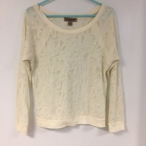 Cream paisley lace top